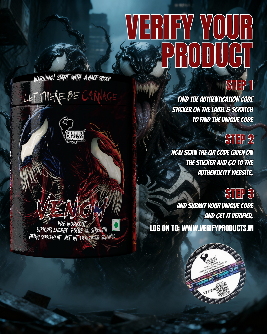 Muscle Weapon Venom Pre Workout | High Energy, Focus & Strength Formula | 30 Servings