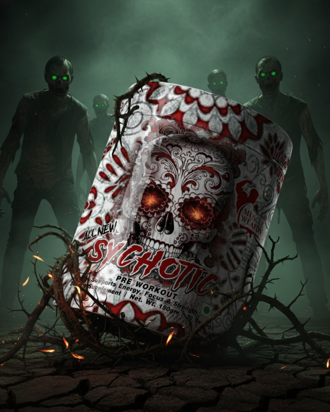 Muscle Weapon Sychotic Pre Workout (180g, 30 Servings) | High Energy, Focus & Pump Formula