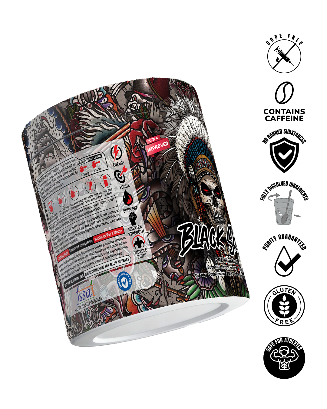 Muscle Weapon Black Skull Pre Workout (180g) | 180mg Caffeine | Strength, Focus & Intense Pump | 30 Servings