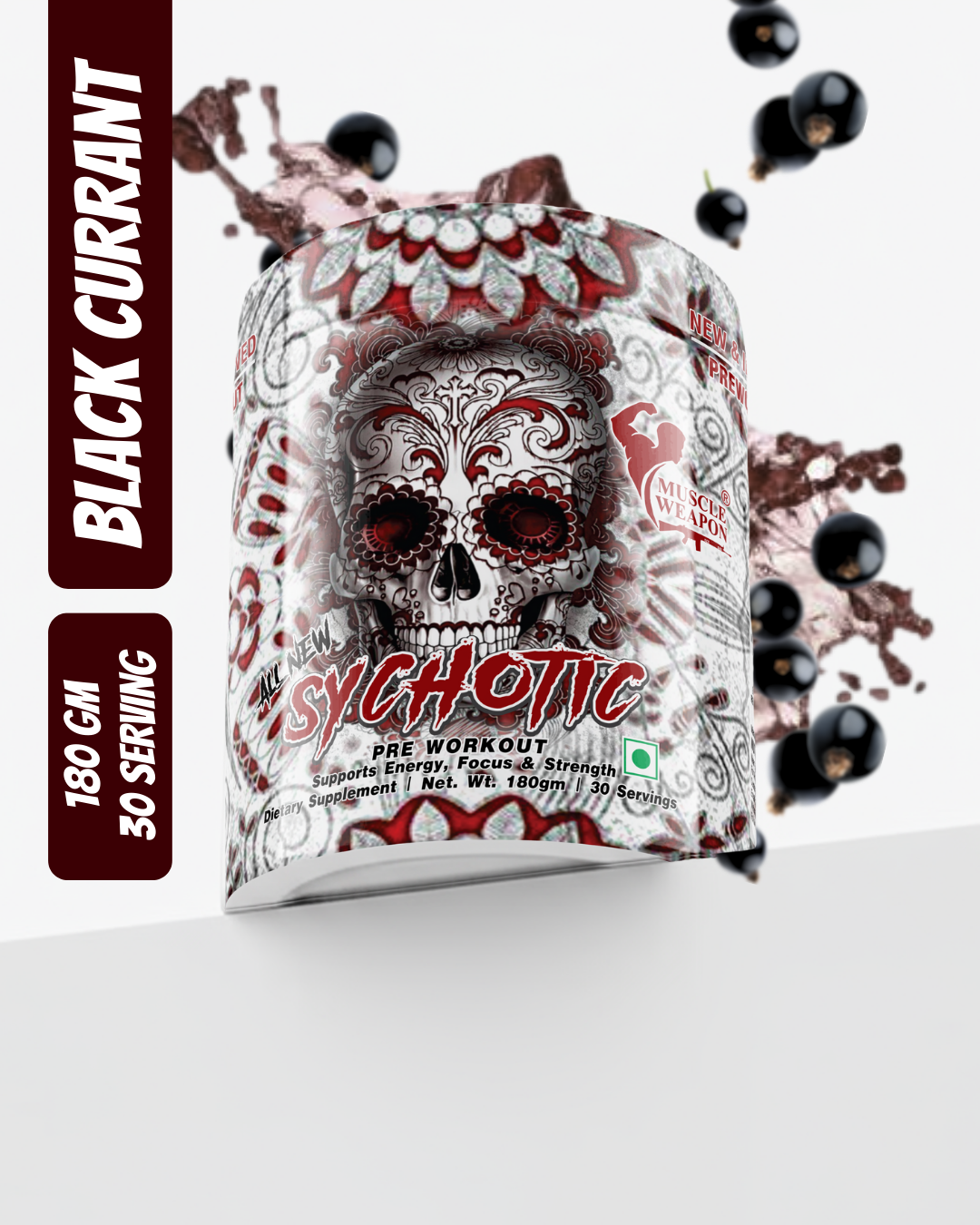 Muscle Weapon Sychotic Pre Workout (180g, 30 Servings) | High Energy, Focus & Pump Formula