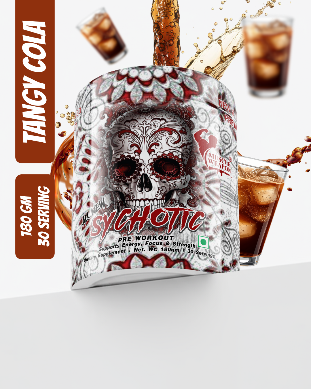 Muscle Weapon Sychotic Pre Workout (180g, 30 Servings) | High Energy, Focus & Pump Formula