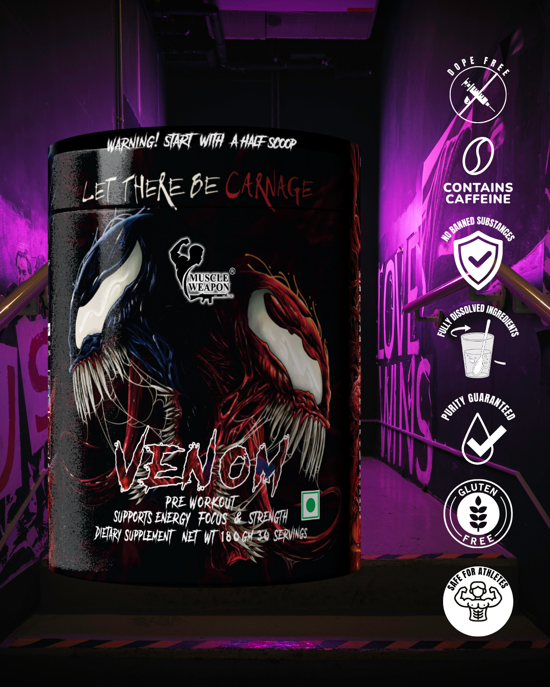 Muscle Weapon Venom Pre Workout | High Energy, Focus & Strength Formula | 30 Servings