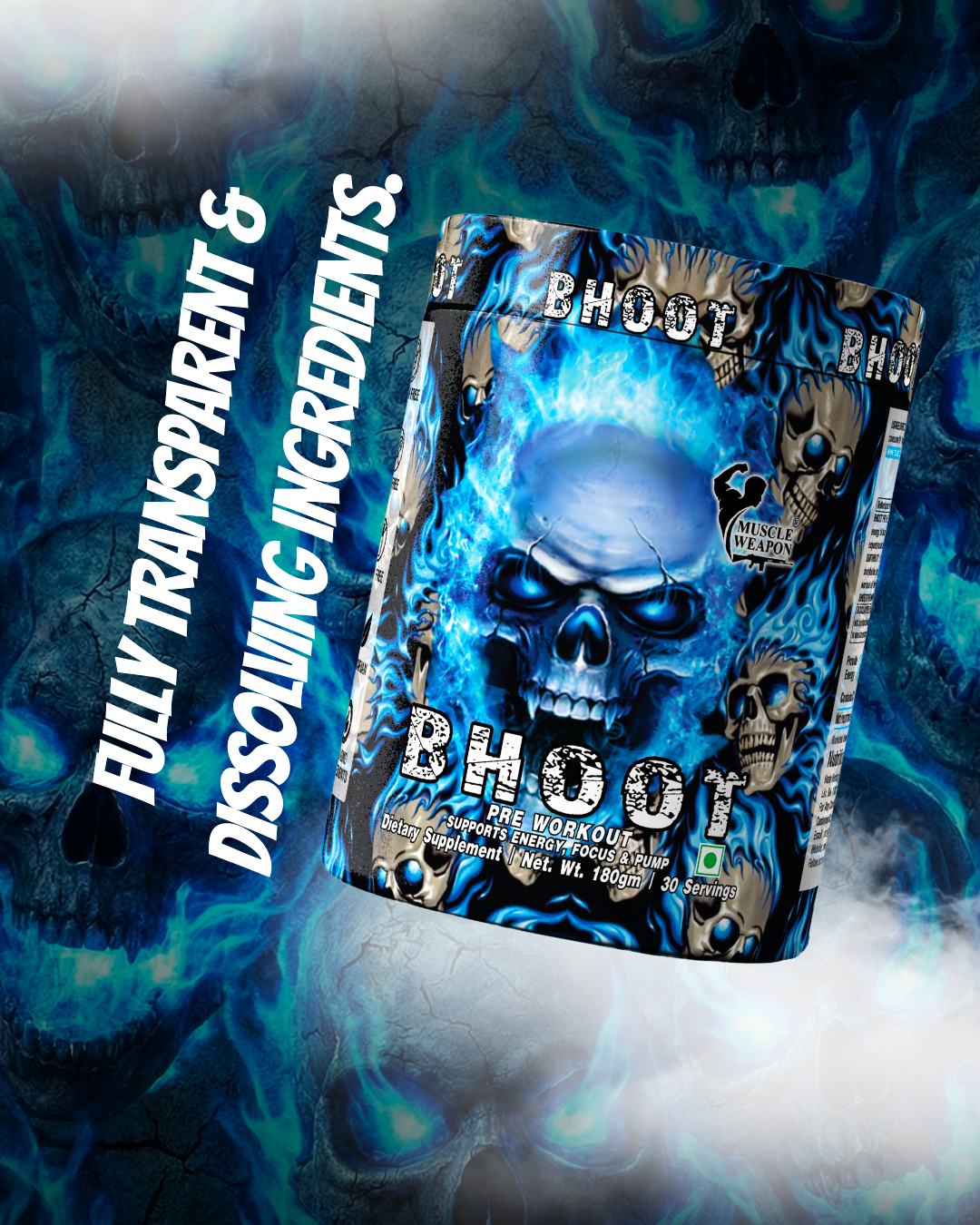 Muscle Weapon Bhoot Pre Workout (180g) | 180mg Caffeine | Energy, Focus & Pump | 30 Servings