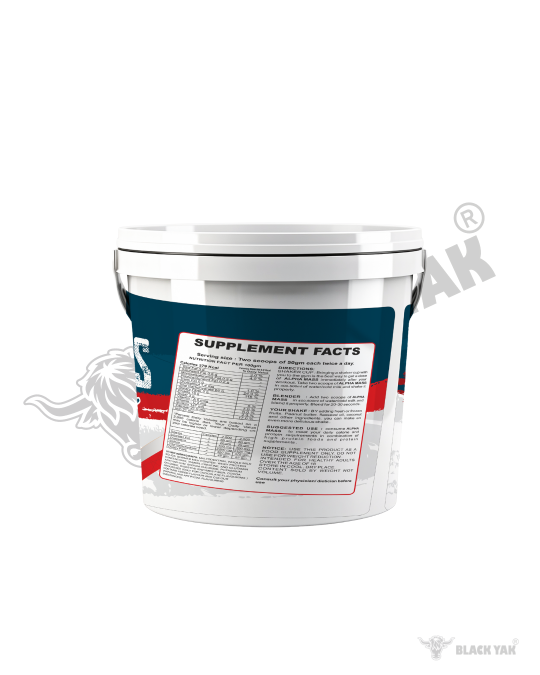 Black Yak Alpha Mass Gainer Pro Series | 5kg High-Calorie Weight Gainer with 18g Protein per Serving