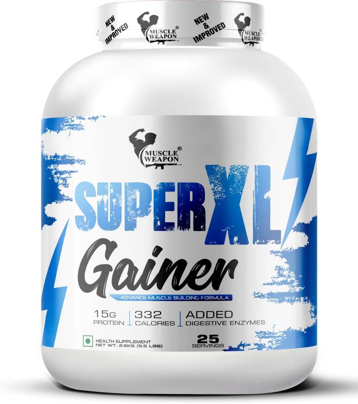 Muscle Weapon Super XL Gainer 2.5kg (25 Servings) | High Calorie Mass Gainer with 15g Protein & Digestive Enzymes
