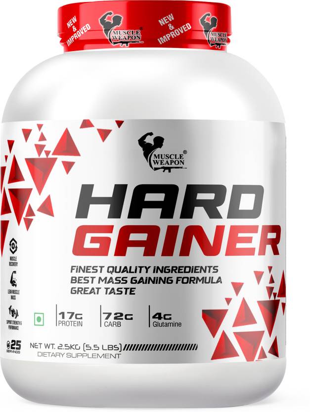 Muscle Weapon Hard Gainer 2.5kg (25 Servings) | High Calorie Mass Gainer with 17g Protein, 72g Carbs & Glutamine