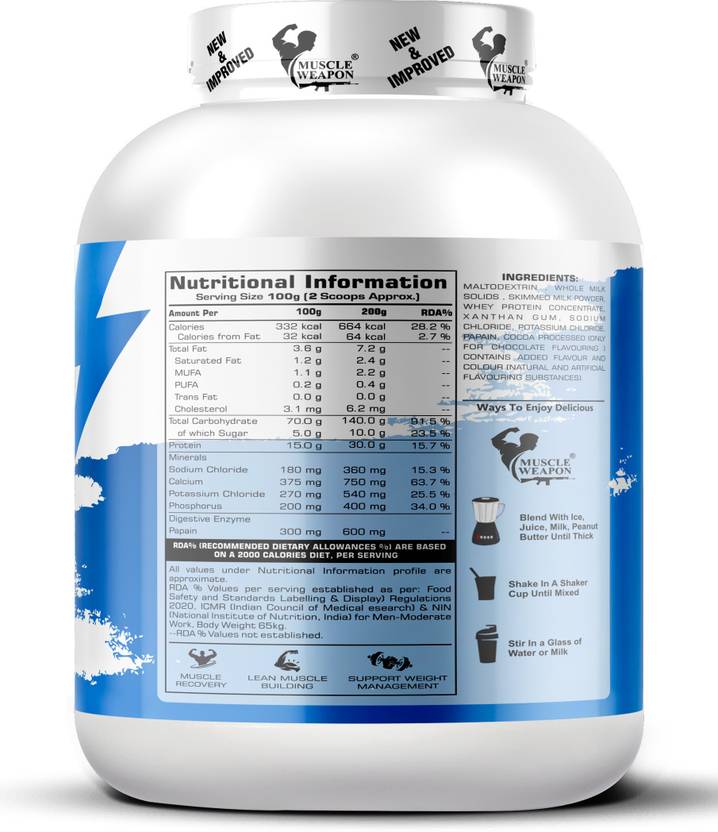 Muscle Weapon Super XL Gainer 2.5kg (25 Servings) | High Calorie Mass Gainer with 15g Protein & Digestive Enzymes