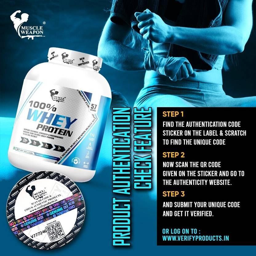 Muscle Weapon 100% Whey Protein 2kg | 24g Protein, 5g BCAA, Fast Digesting Whey