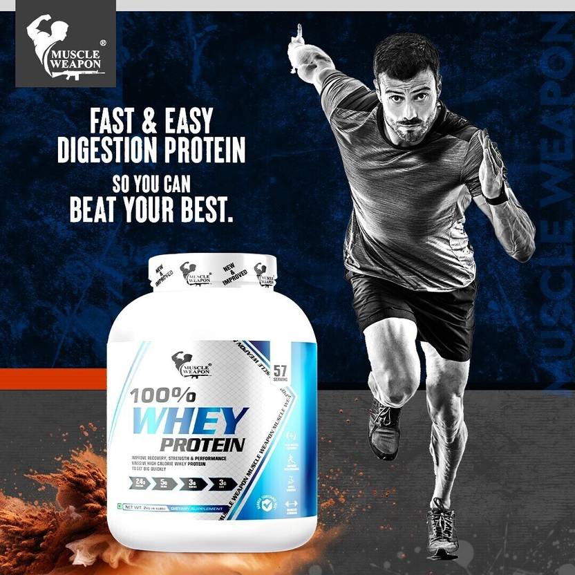 Muscle Weapon 100% Whey Protein 2kg | 24g Protein, 5g BCAA, Fast Digesting Whey