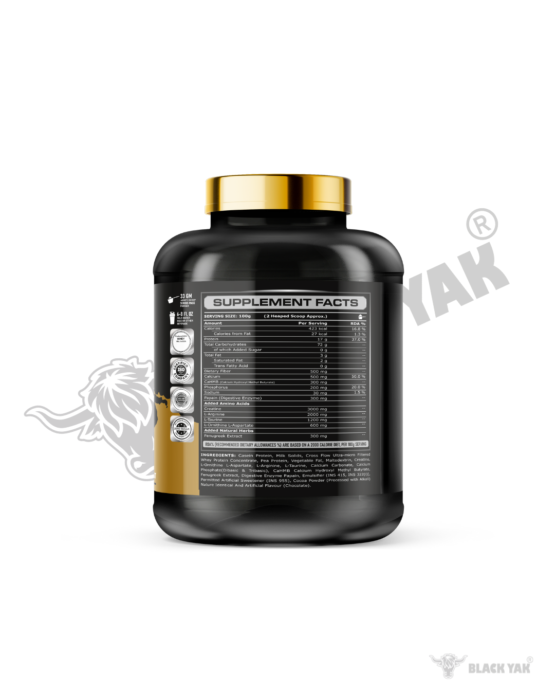 Black Yak Muscle Gainer Advanced Formula | 423 Calories, 17g Protein | High Carb Weight Gainer