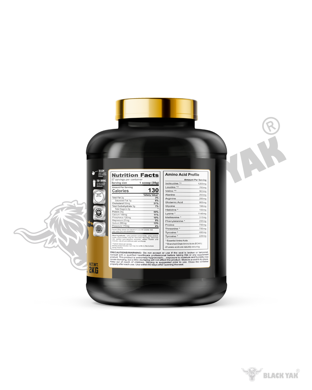 Black Yak Whey Protein 2kg | 24g Protein, 5g BCAA, Advanced Whey Blend with Enzymes