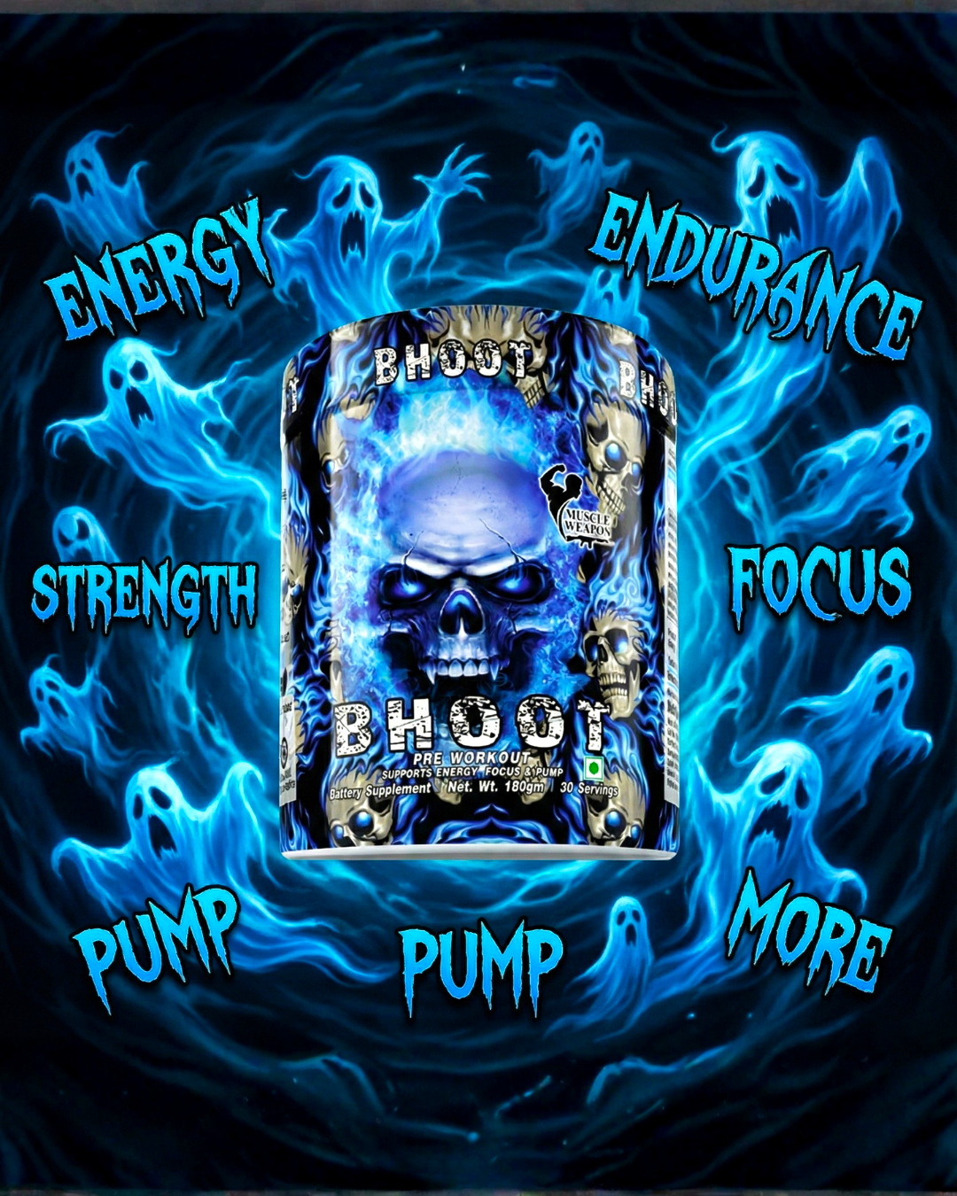 Muscle Weapon Bhoot Pre Workout (180g) | 180mg Caffeine | Energy, Focus & Pump | 30 Servings