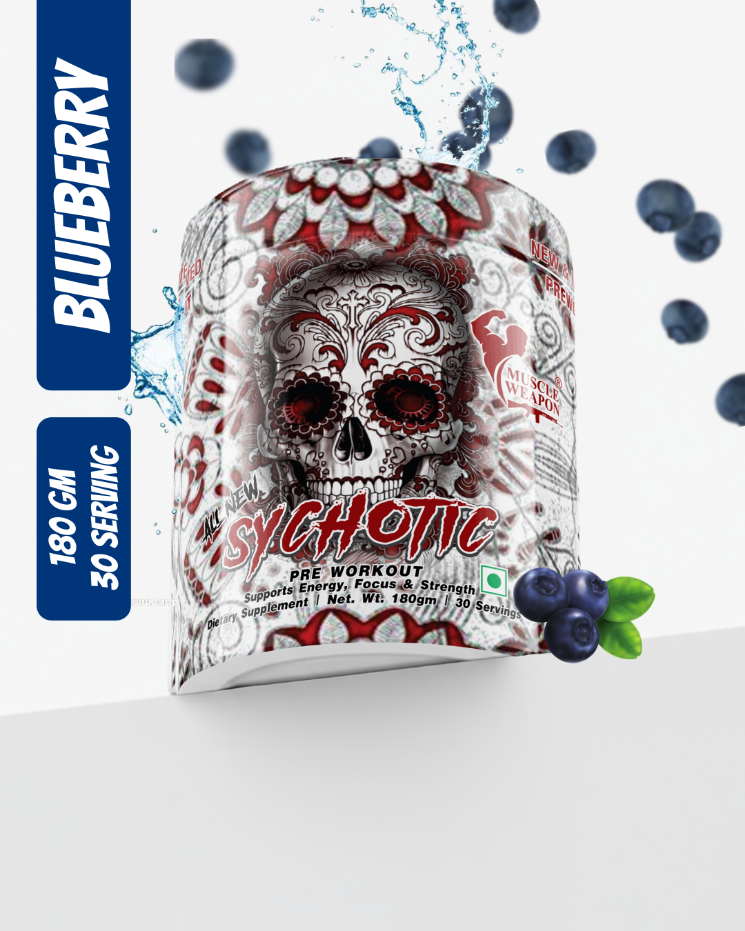 Muscle Weapon Sychotic Pre Workout (180g, 30 Servings) | High Energy, Focus & Pump Formula