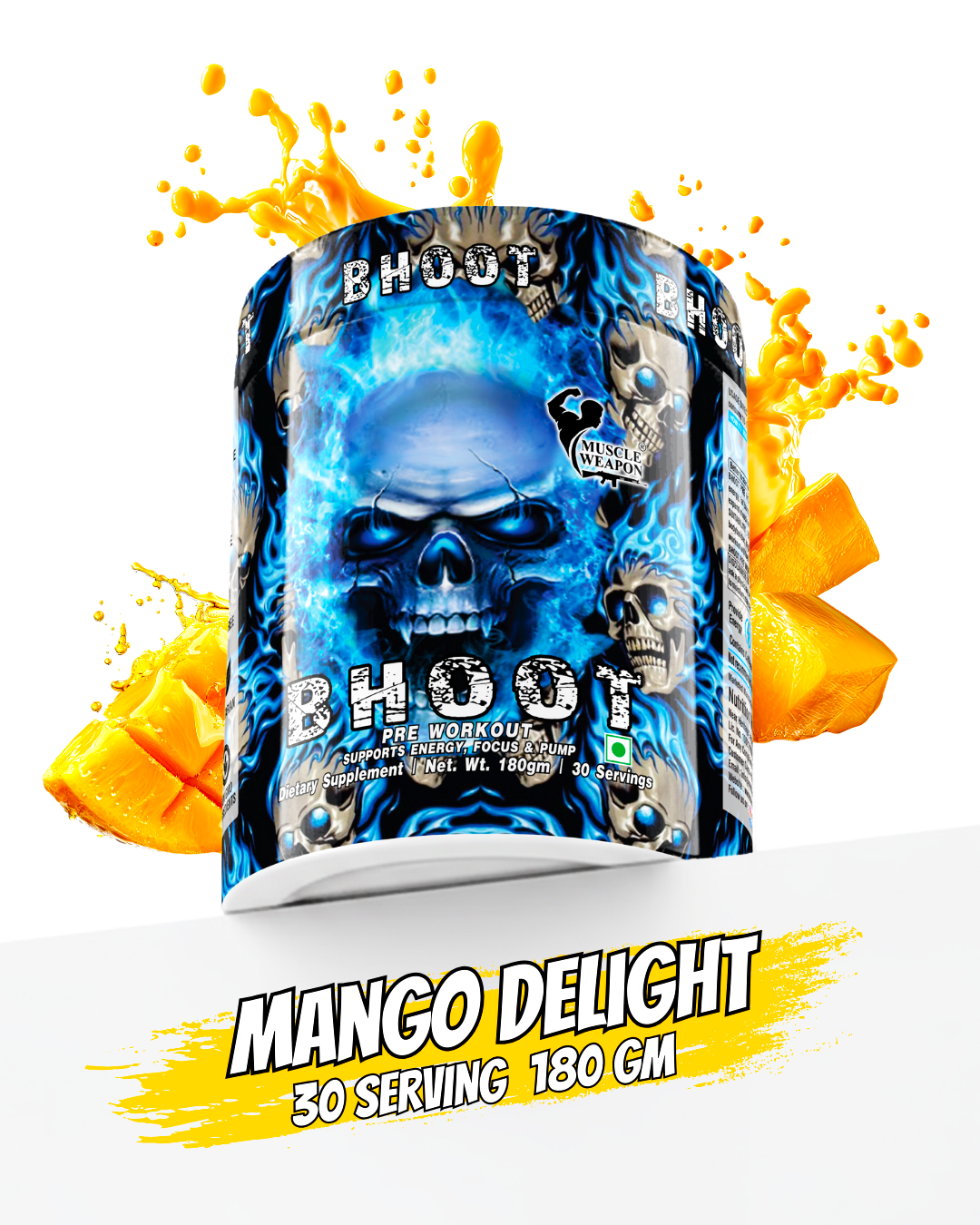 Muscle Weapon Bhoot Pre Workout (180g) | 180mg Caffeine | Energy, Focus & Pump | 30 Servings