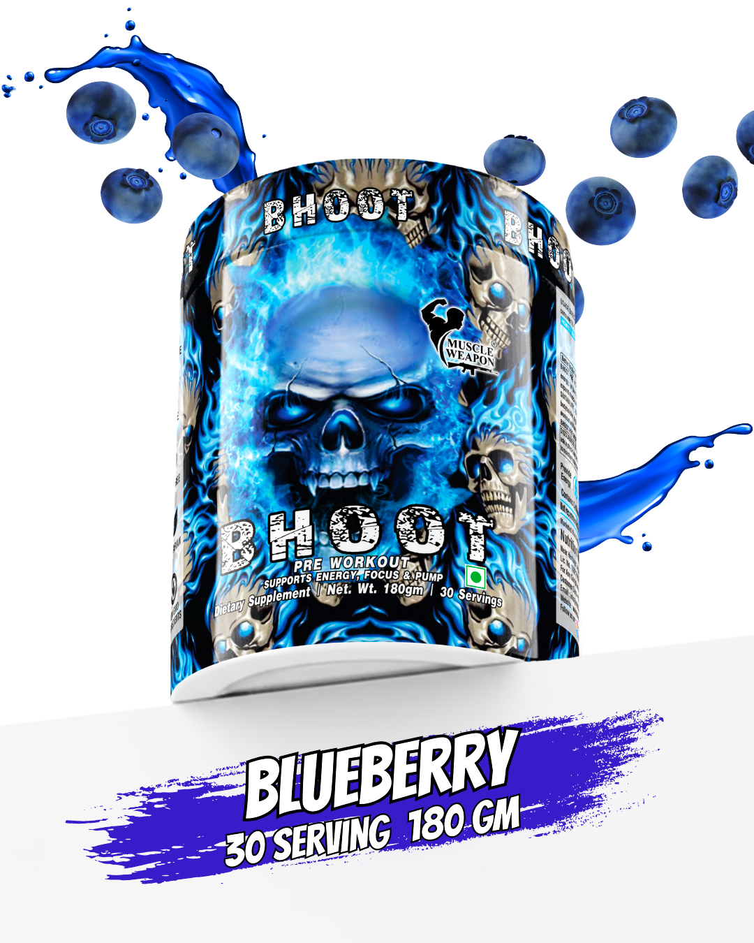 Muscle Weapon Bhoot Pre Workout (180g) | 180mg Caffeine | Energy, Focus & Pump | 30 Servings