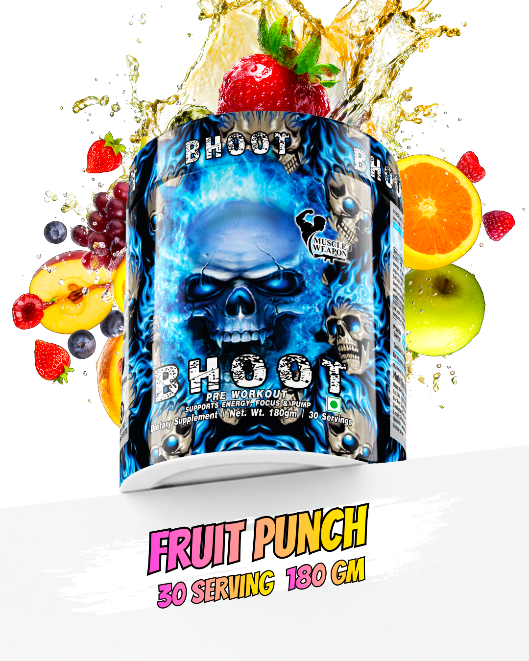 Muscle Weapon Bhoot Pre Workout (180g) | 180mg Caffeine | Energy, Focus & Pump | 30 Servings