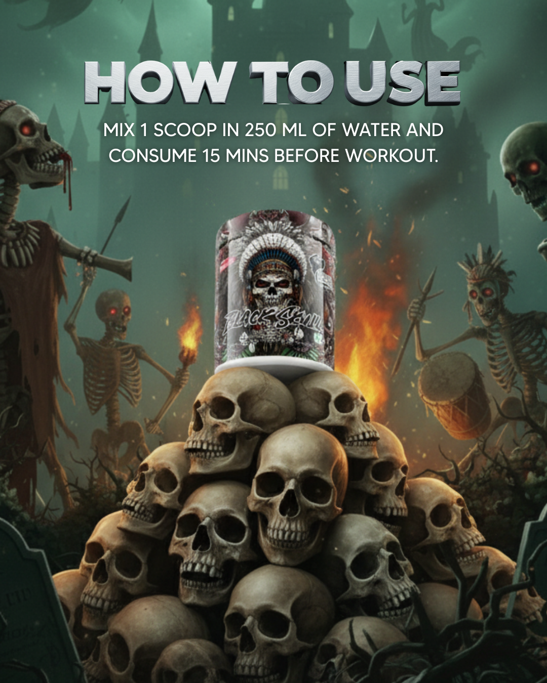 Muscle Weapon Black Skull Pre Workout (180g) | 180mg Caffeine | Strength, Focus & Intense Pump | 30 Servings