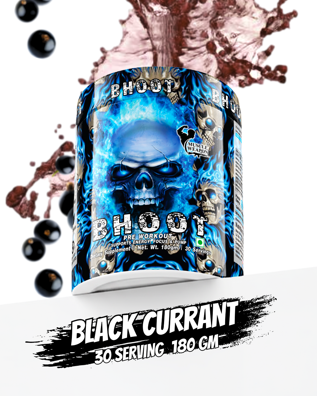 Muscle Weapon Bhoot Pre Workout (180g) | 180mg Caffeine | Energy, Focus & Pump | 30 Servings