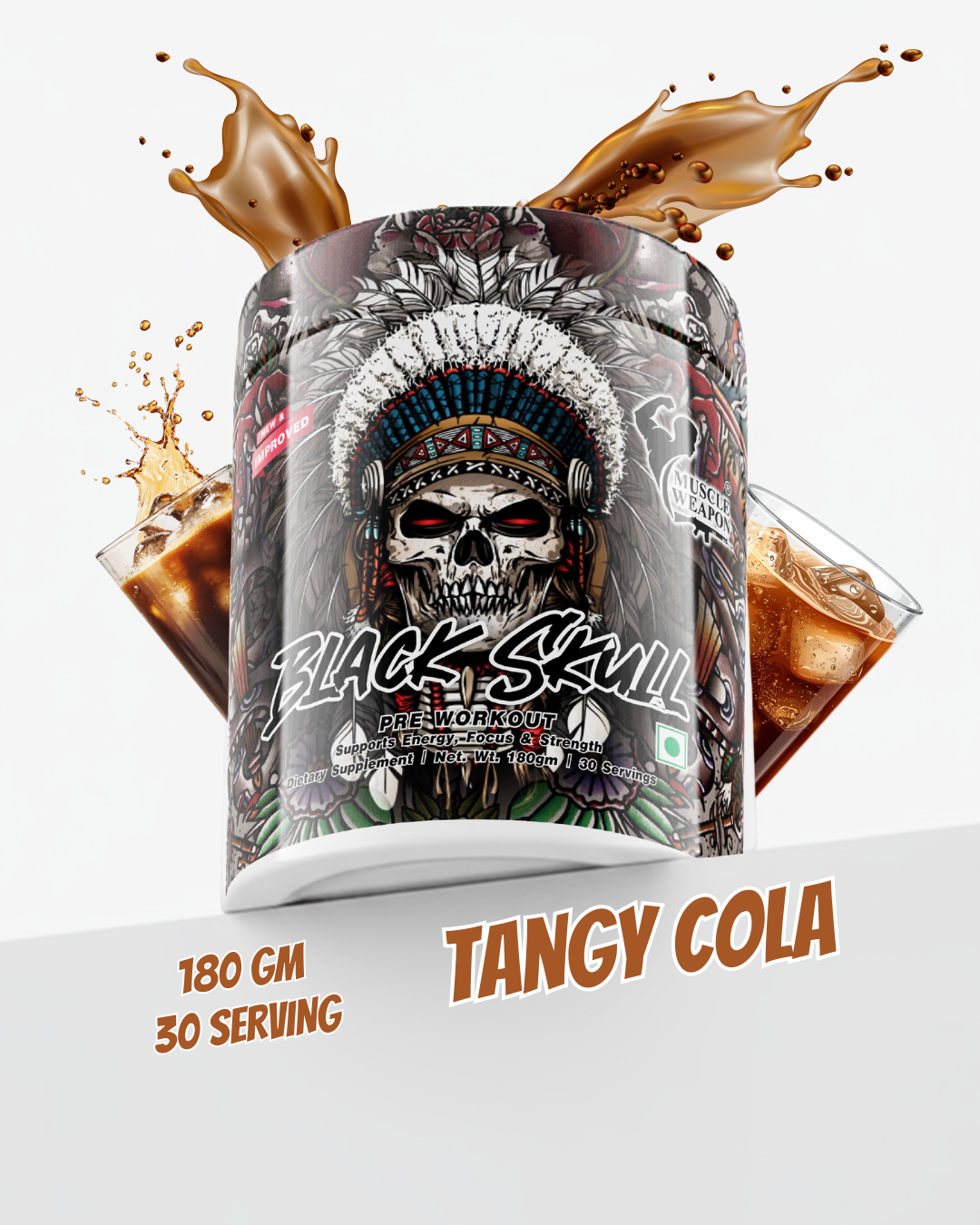 Muscle Weapon Black Skull Pre Workout (180g) | 180mg Caffeine | Strength, Focus & Intense Pump | 30 Servings