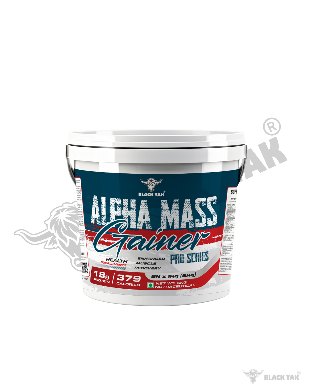 Black Yak Alpha Mass Gainer Pro Series | 5kg High-Calorie Weight Gainer with 18g Protein per Serving