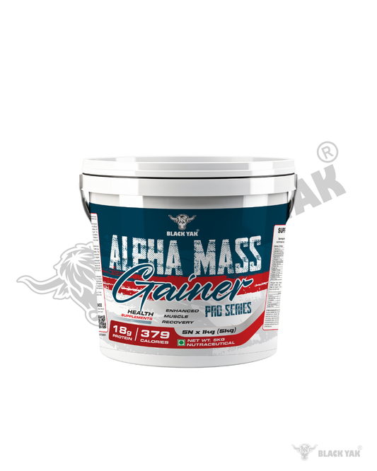 Black Yak Alpha Mass Gainer Pro Series | 5kg High-Calorie Weight Gainer with 18g Protein per Serving