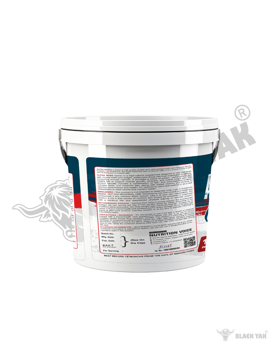 Black Yak Alpha Mass Gainer Pro Series | 5kg High-Calorie Weight Gainer with 18g Protein per Serving