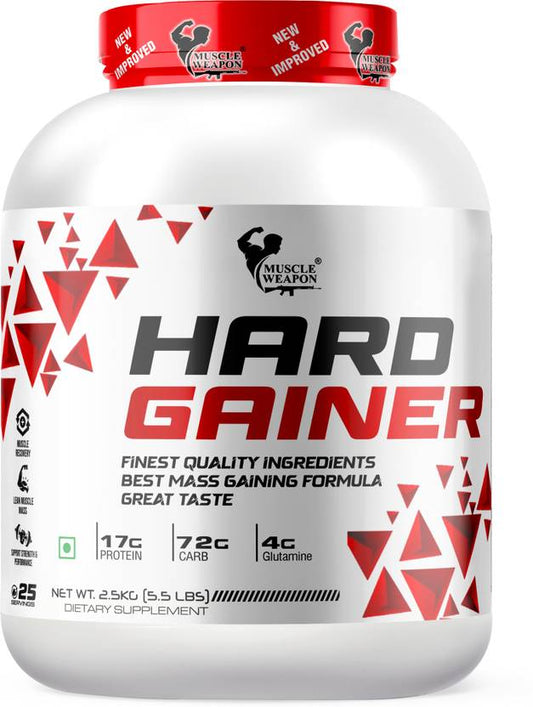 Muscle Weapon Hard Gainer 2.5kg (25 Servings) | High Calorie Mass Gainer with 17g Protein, 72g Carbs & Glutamine