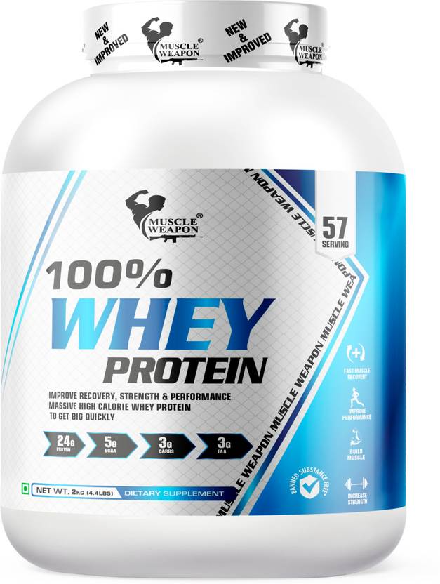 Muscle Weapon 100% Whey Protein 2kg | 24g Protein, 5g BCAA, Fast Digesting Whey
