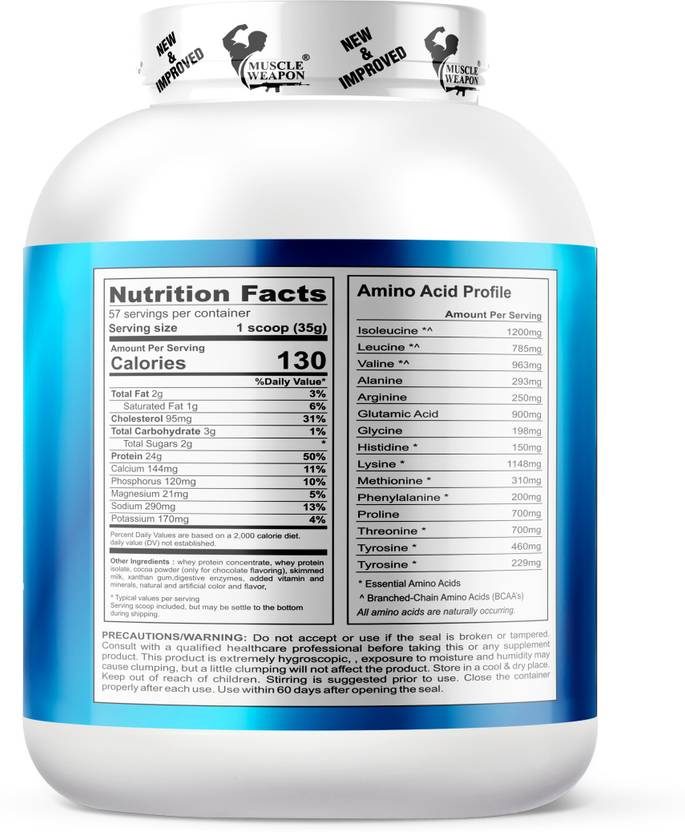 Muscle Weapon 100% Whey Protein 2kg | 24g Protein, 5g BCAA, Fast Digesting Whey