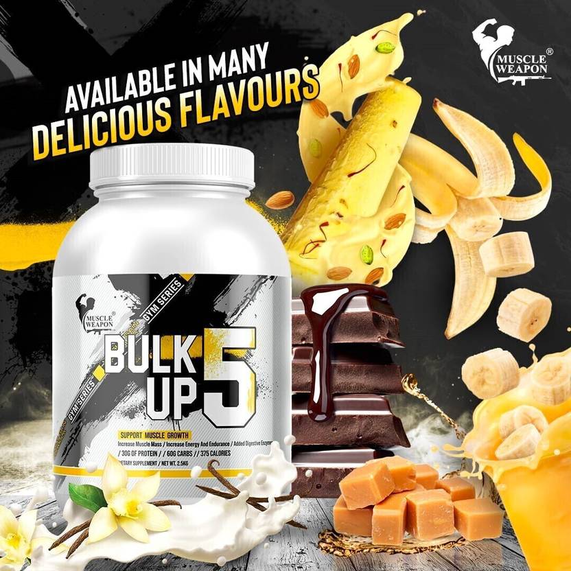 Muscle Weapon Bulk Up 5 Mass Gainer 2.5kg | 30g Protein, 60g Carbs, 375 Calories per Serving