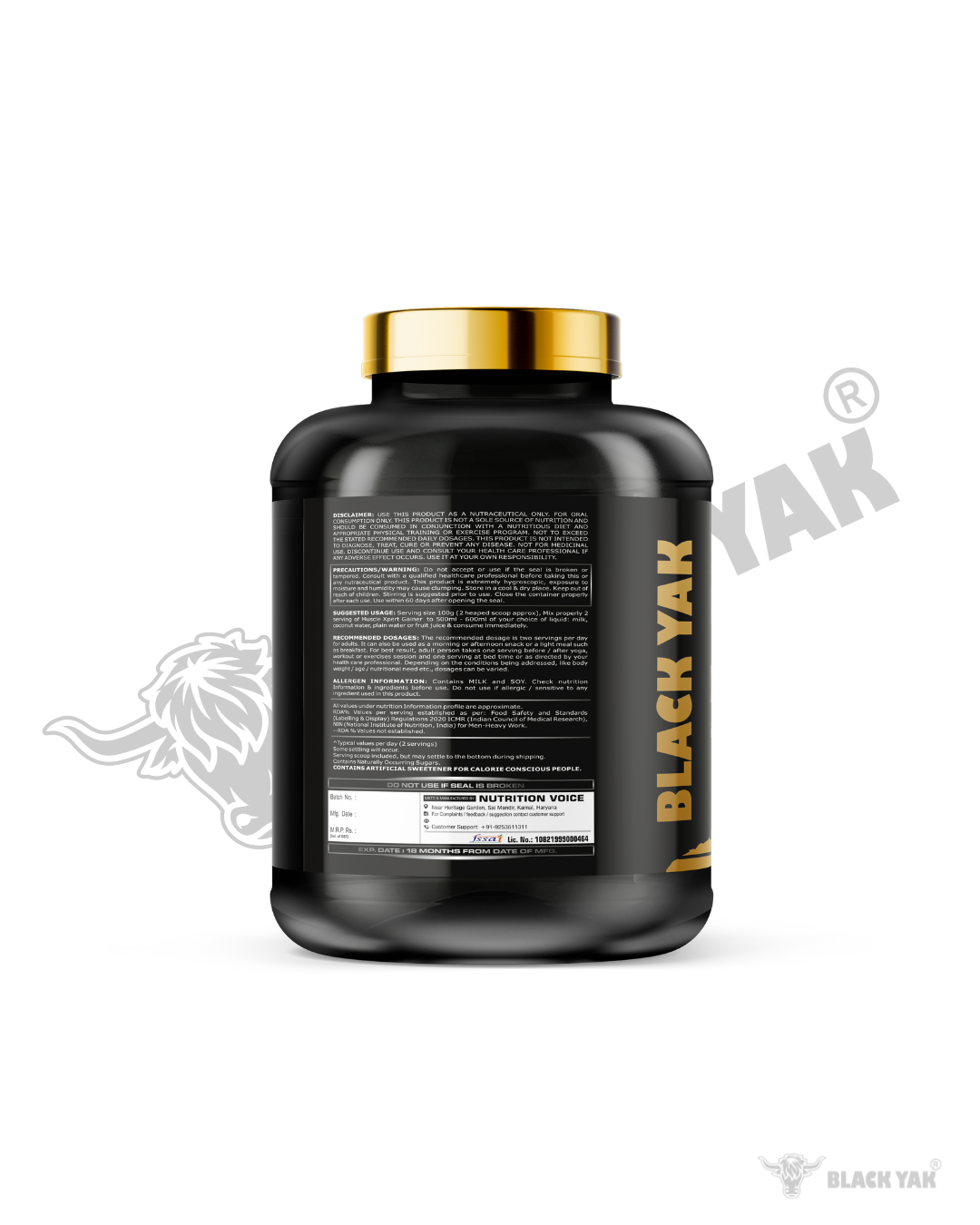 Black Yak Muscle Gainer Advanced Formula | 423 Calories, 17g Protein | High Carb Weight Gainer