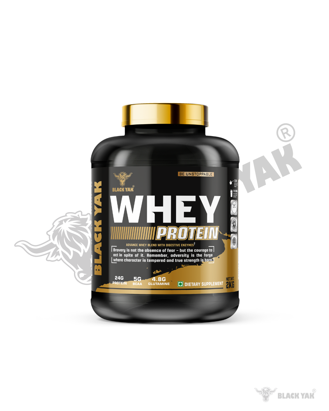 Black Yak Whey Protein 2kg | 24g Protein, 5g BCAA, Advanced Whey Blend with Enzymes