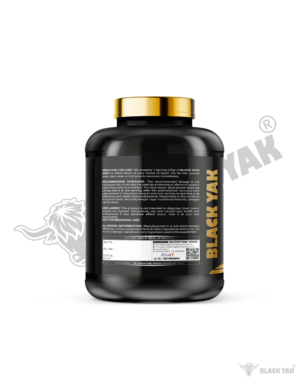 Black Yak Whey Protein 2kg | 24g Protein, 5g BCAA, Advanced Whey Blend with Enzymes